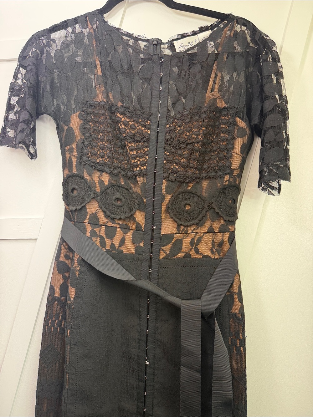 Anthropologie Beguile by Byron Lars Black Lace Midi Dress with Crochet Accents